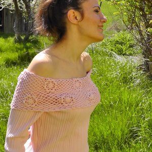 Pink Off The Shoulder Top Long Sleeve